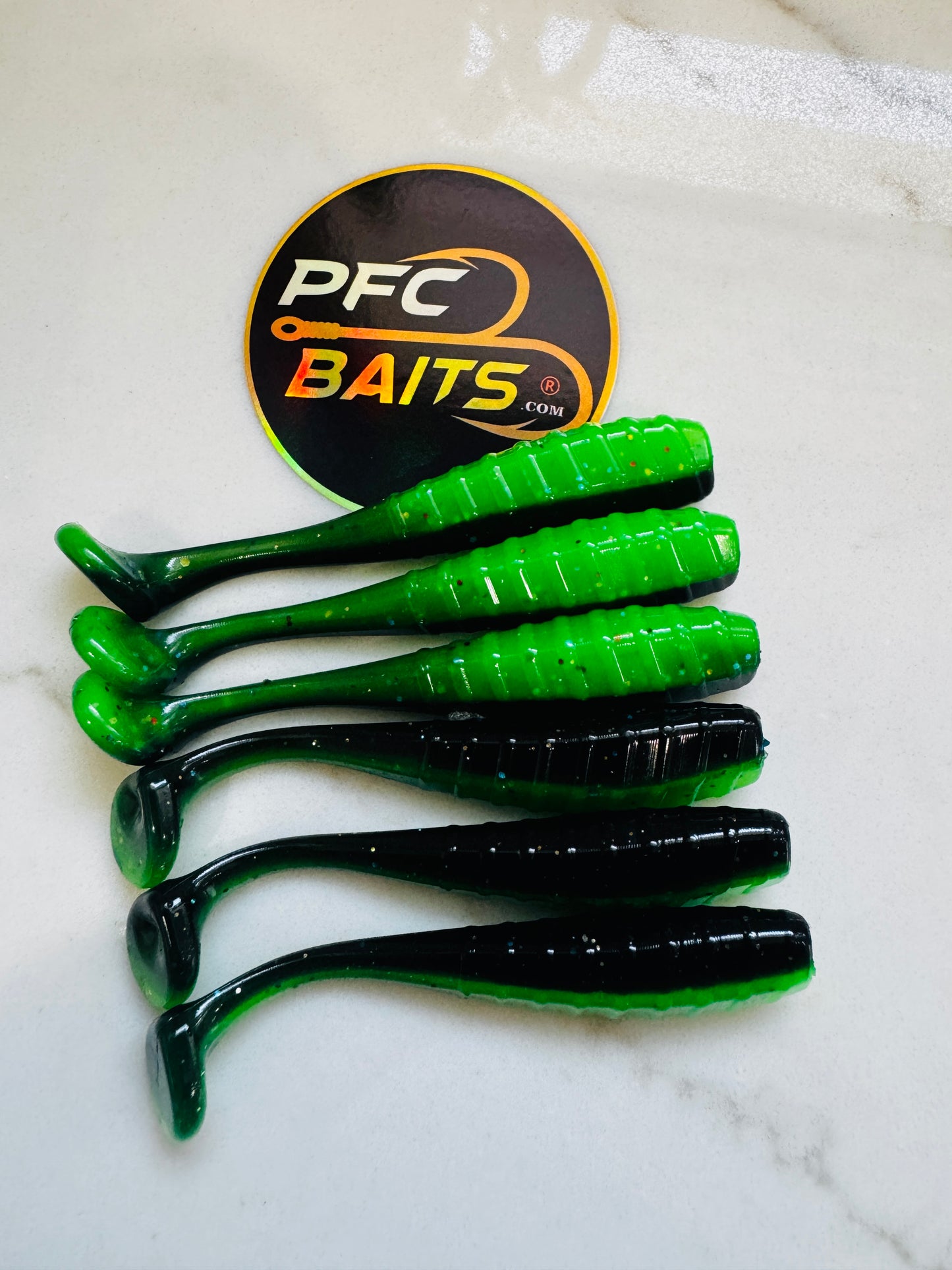 3 Inch Ribbed Fishing Bait (black and green tail)