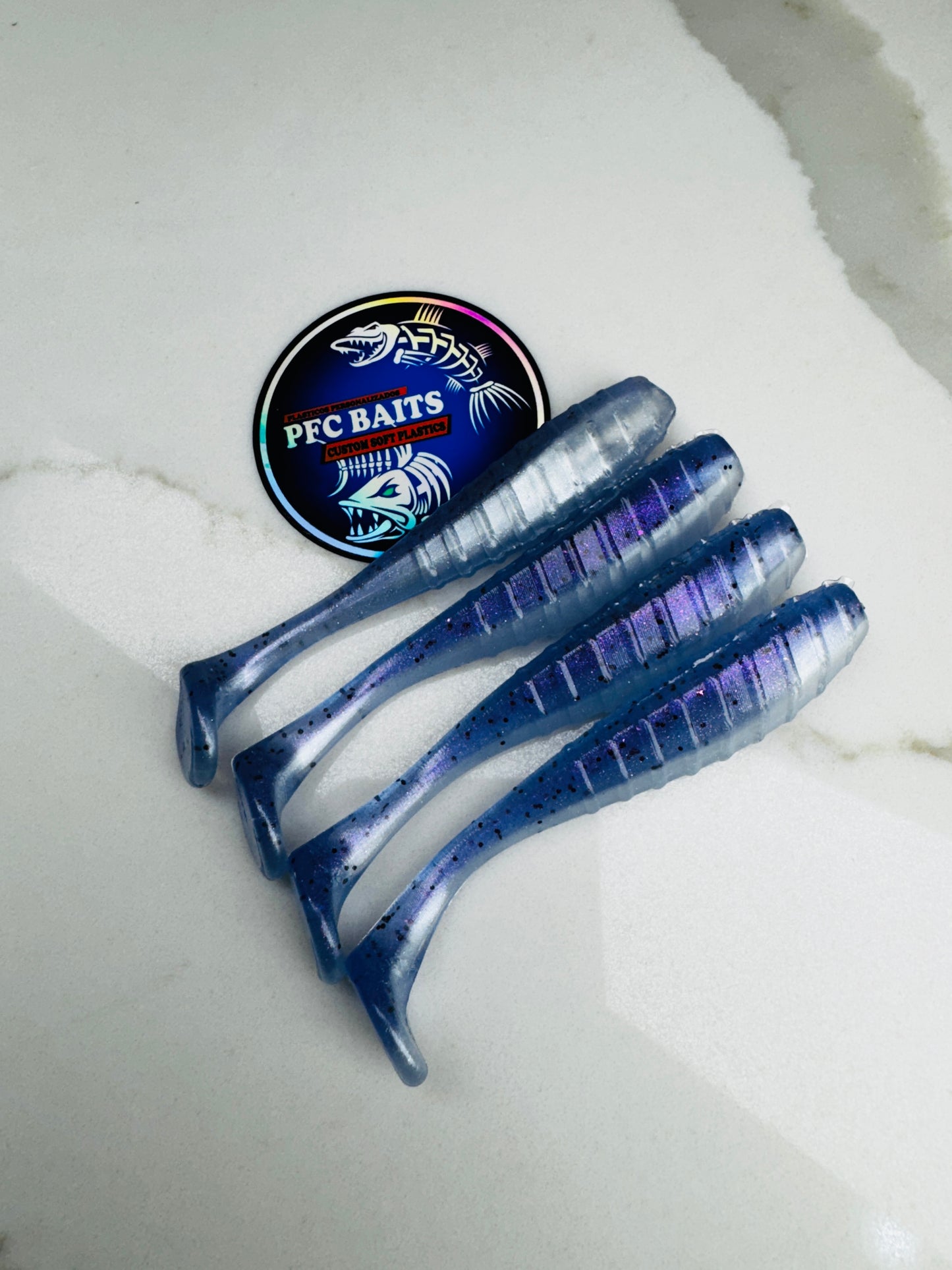 3.5 Inch Ribbed Fishing Bait (purple and silver )