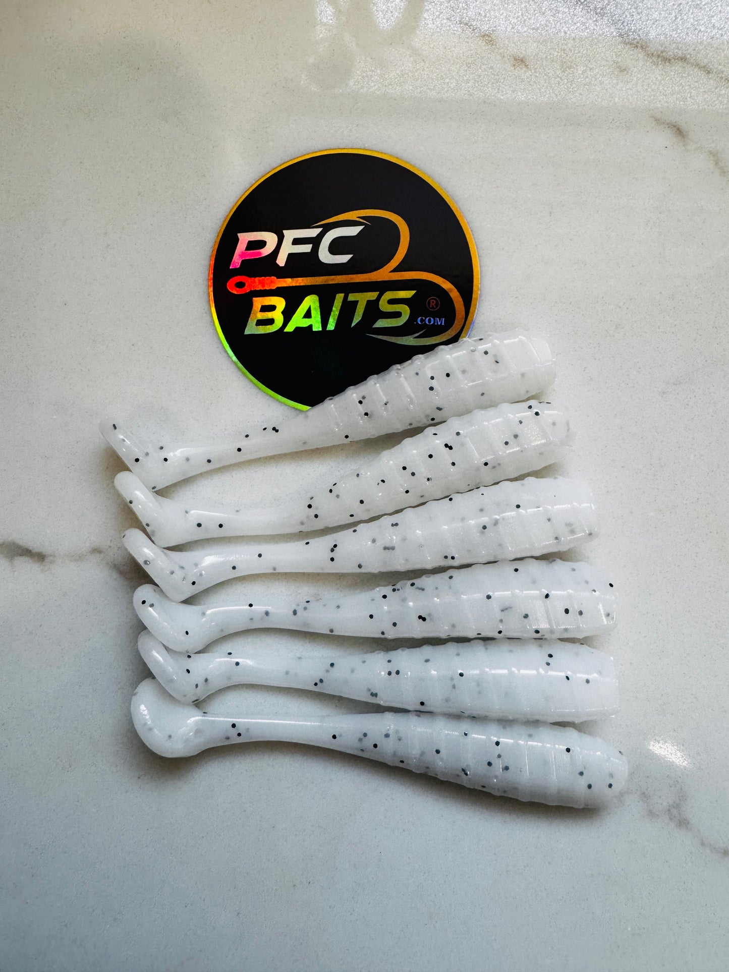 3 Inch Ribbed Fishing Bait (white )