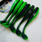 3 Inch Ribbed Fishing Bait (black and green  tail)