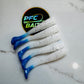 3 Inch Ribbed Fishing Bait (white with blue tail)