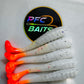 3 Inch Ribbed Fishing Bait (white with orange tail)