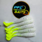 3 Inch Ribbed Fishing Bait (white with green tail)