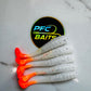 3 Inch Ribbed Fishing Bait (white with orange tail)