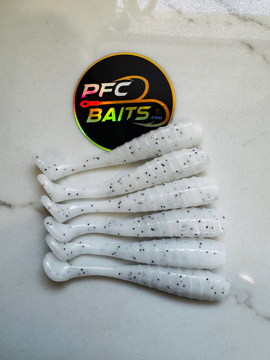 3 Inch Ribbed Fishing Bait (white )